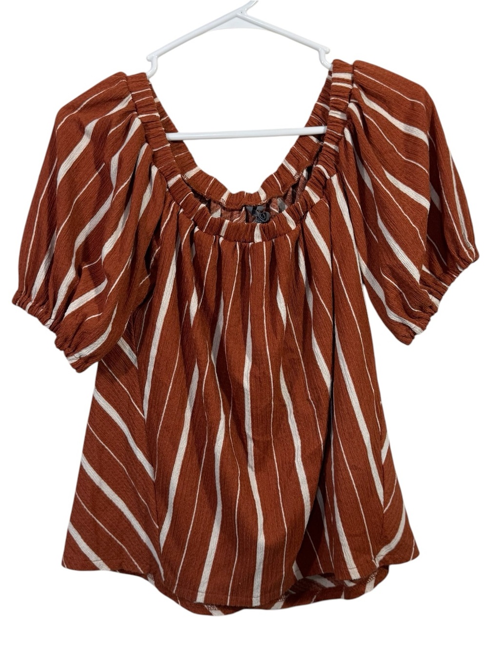 Anthropologie Elodie Teracotta Striped Off The Shoulder Blouse